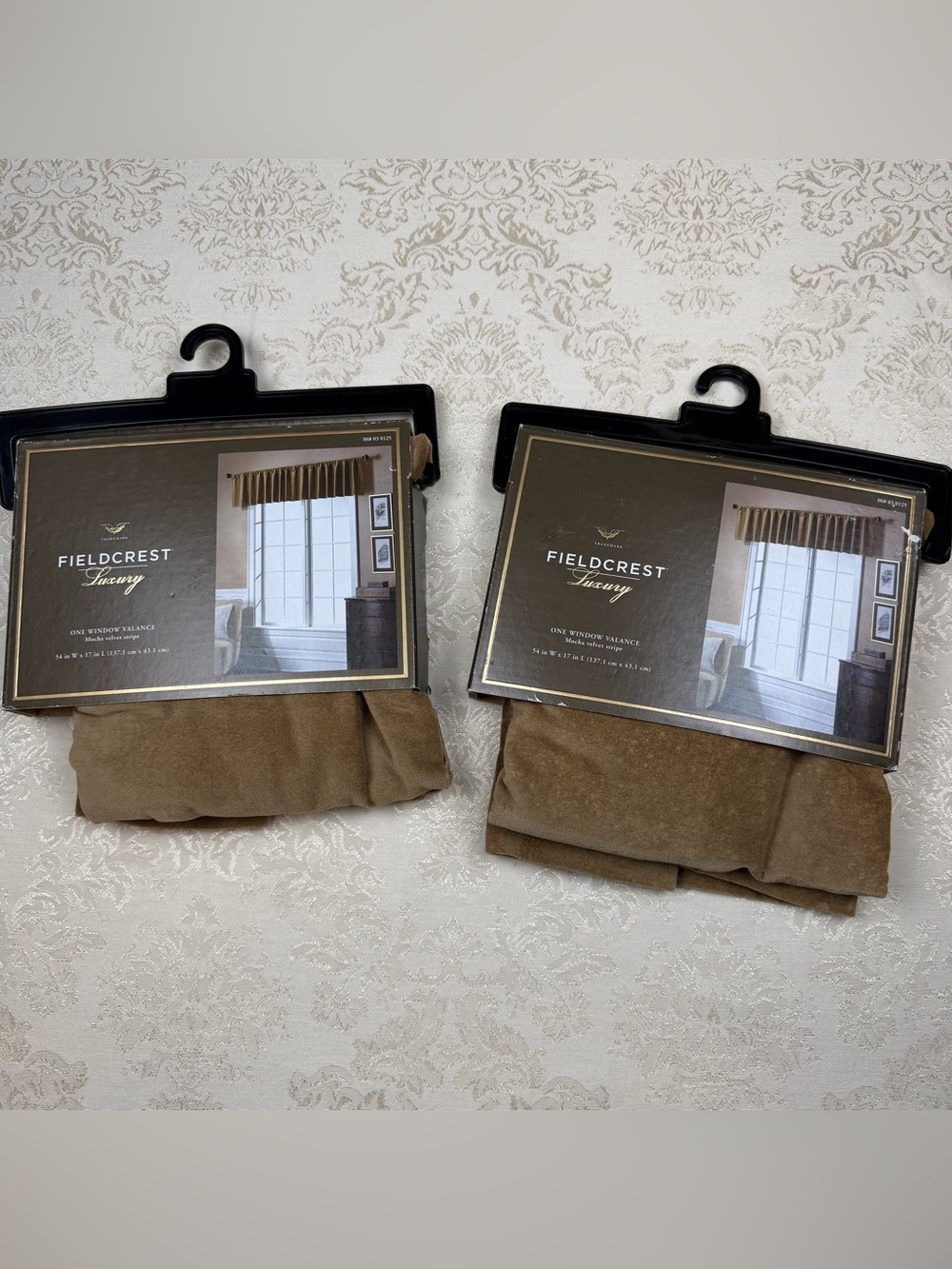 Fieldcrest Luxury Mocha Window Valances - Pair - New